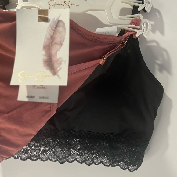 Jessica Simpson Pull on 2 pc Bra Set w/Lace & Removable Pads Adjustable Straps - Picture 2 of 8